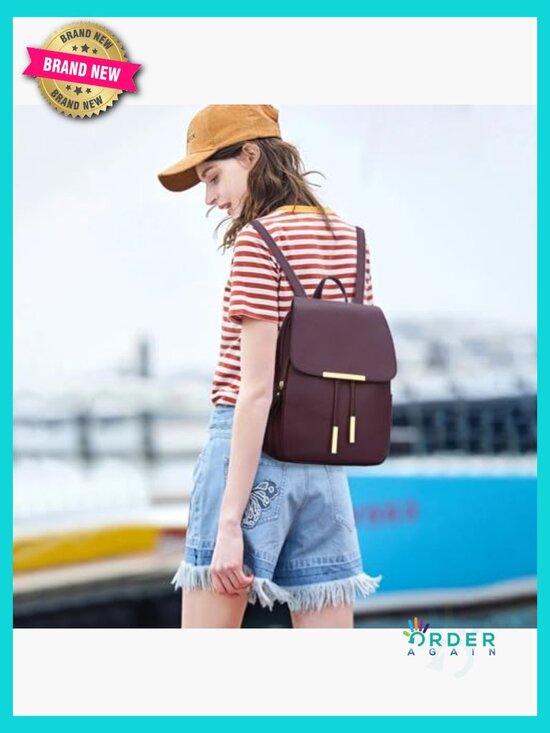 Trendy Faux Leather Backpack Purse for Women Travel Daypack Shoulder Bag